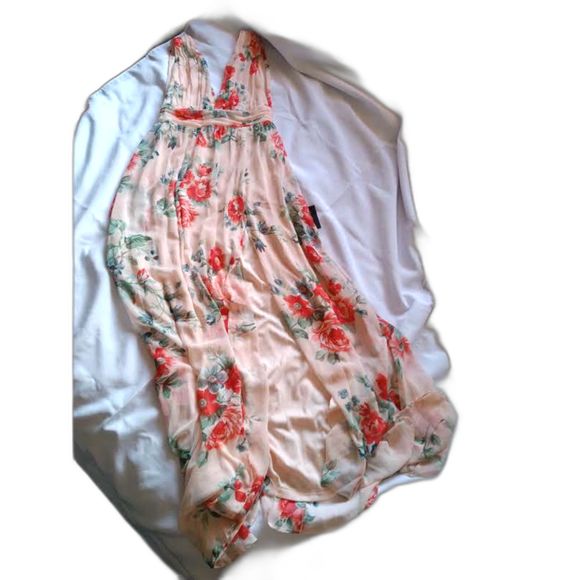 NWT Lulu's Garden Meandering Blush Floral Print Maxi Small V-Neck Sleeveless - Picture 7 of 13